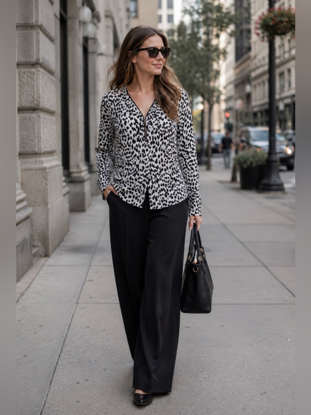 Romantic Classic Preppy Animal Print Top